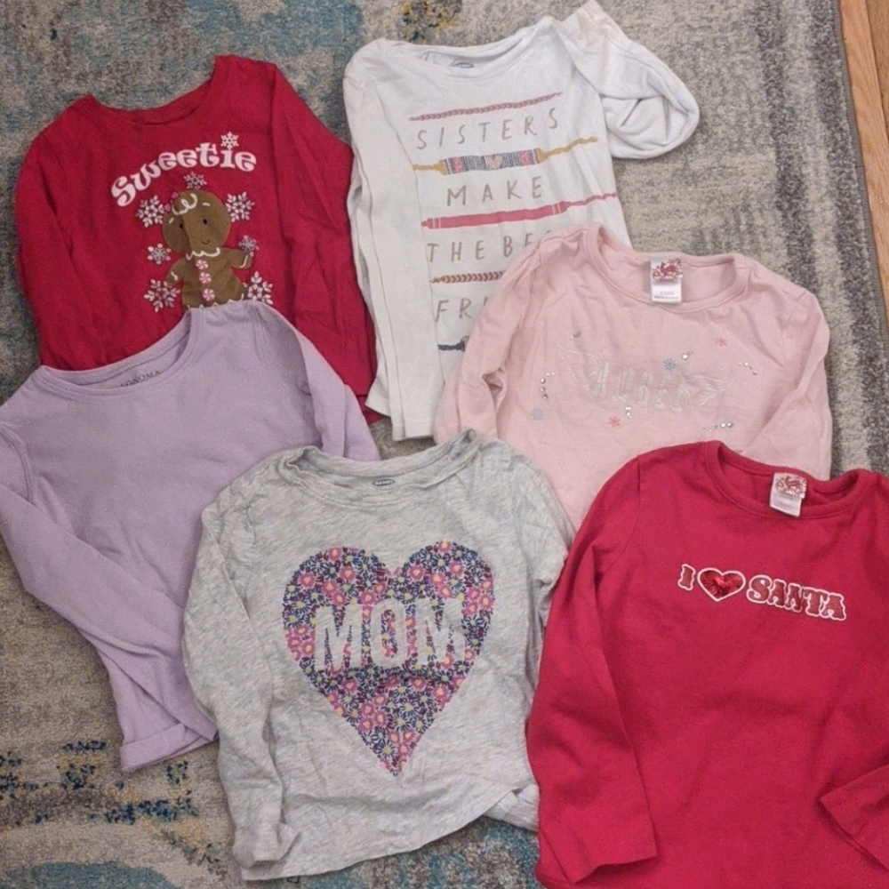 6 Size 4 Girls Long Sleeve Shirts